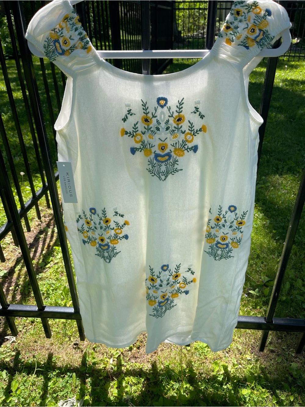 KIRIOUS-Los Angeles White Embroidered Floral Sundress/Beach Cover/Top/🌺NWT